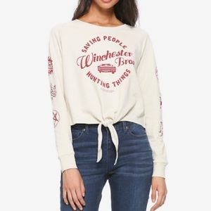 Supernatural Winchester Bros. Tie-Front Girls Long-Sleeve T-Shirt Hot‎ Topic
